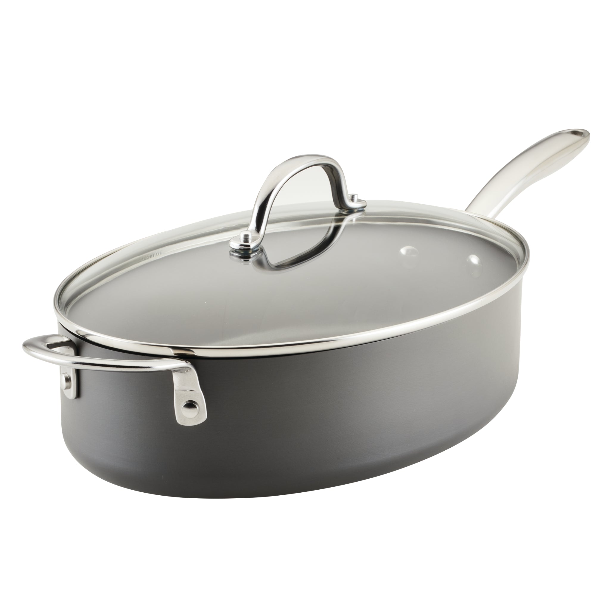 5-Quart Professional Hard Anodized Nonstick Oval Saut?? Pan with Lid