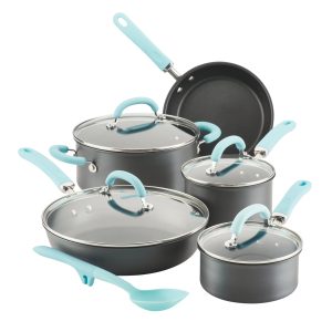 10-Piece Create Delicious Hard Anodized Nonstick Induction Cookware Set